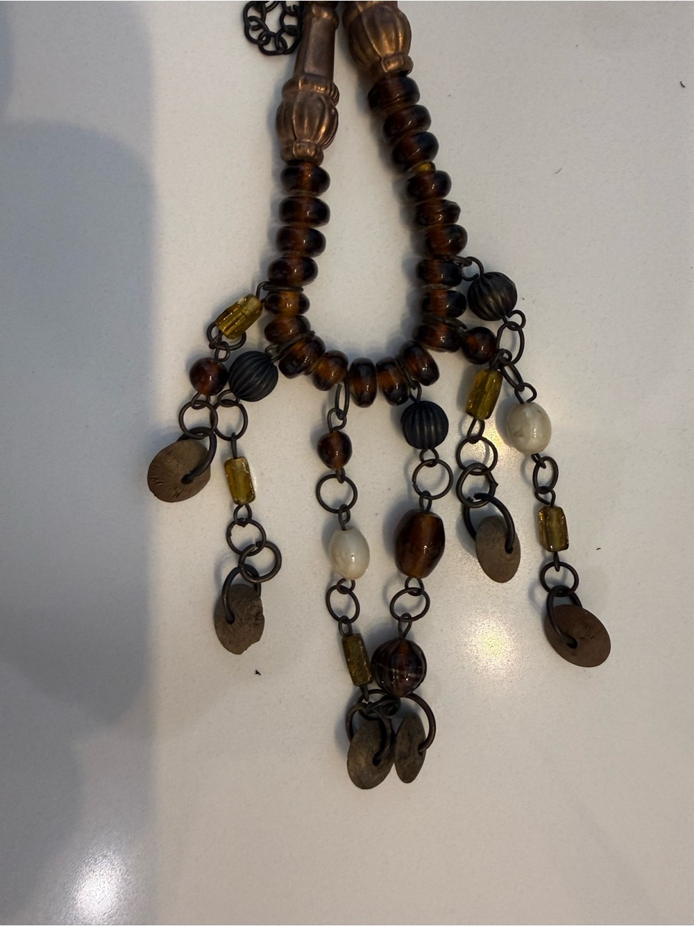 Bohemian Brown Beaded Drop Necklace - Women Jewelry